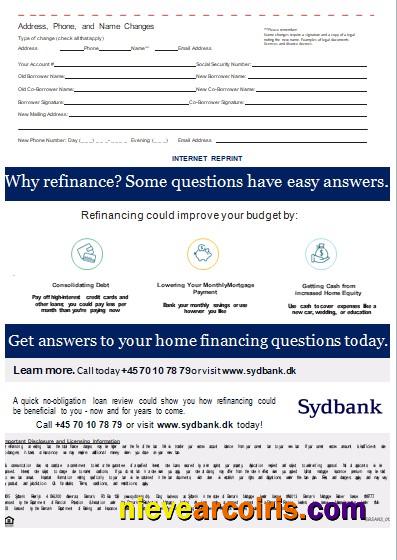 Denmark Sydbank bank mortgage statement, 3 pages, 3